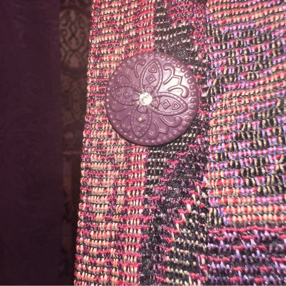 Breckenridge Purple Patchwork Button-Front Jacket… - image 4